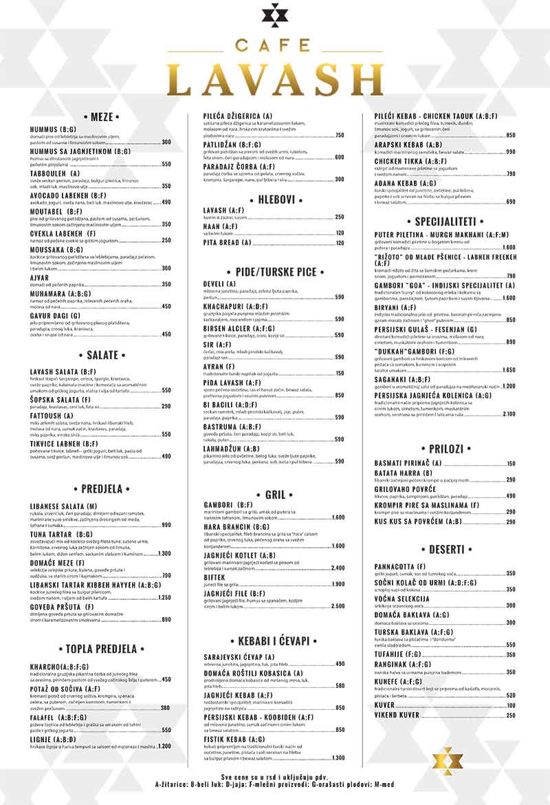 Restoran Cafe Lavash menu